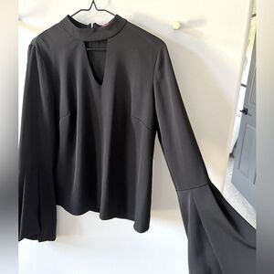 Flare sleeve blouse with v-neck cut out